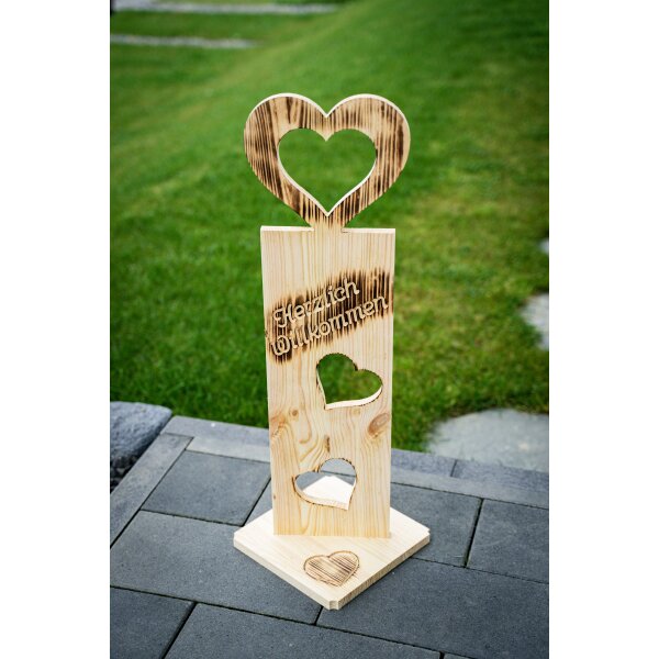 Holz Deko Schild geflammt Herzlich Willkommen NR22 Elch Türschild
