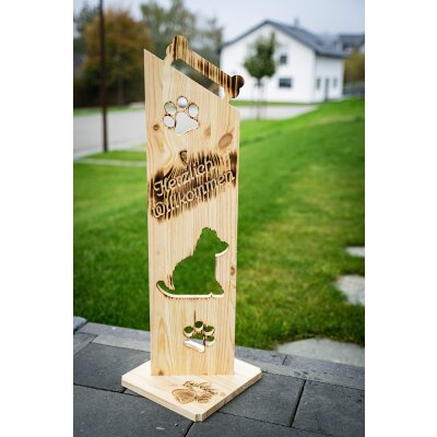 Türschild geflammt Herzlich Willkommen Hund NR7