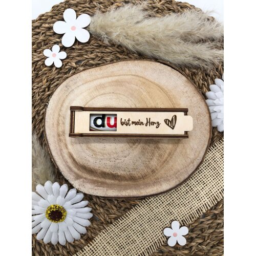 DU...| gravierte Schokoriegel Holzbox incl. Duplo | kleines Mitbringsel | Geschenk Box | DU bist mein Herz
