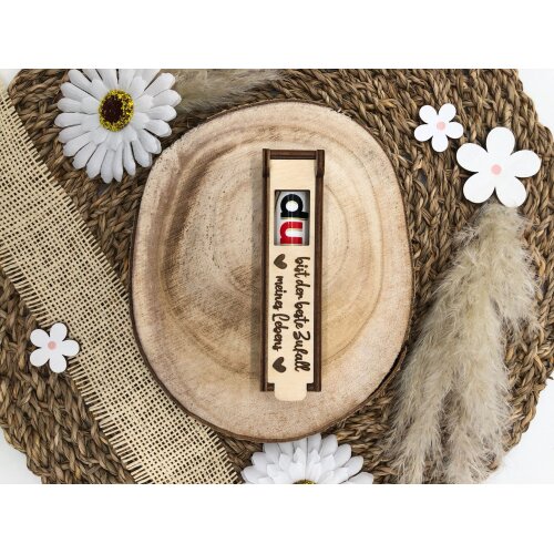 DU...| gravierte Schokoriegel Holzbox incl. Duplo | kleines Mitbringsel | Geschenk Box | DU bist der beste Zufall meines Lebens