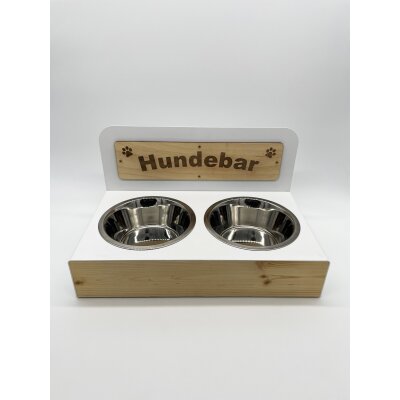 Hundebar Steel-Series M Futterhöhe 10,5cm 2x 1600mL Weiß