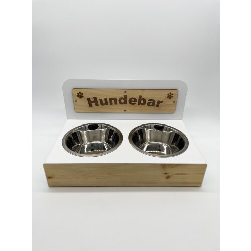 Hundebar Steel-Series M Futterhöhe 10,5cm 2x 1600mL Weiß